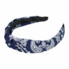 2110727466 Haarband Diadeem 3cm – Knoop & Paisleyprint – Donkerblauw