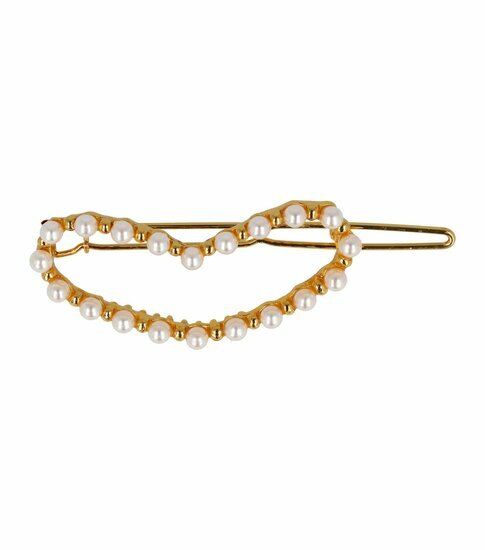 2110727469 Haarspeld haarclip - Hart parel 5cm - Goud wit