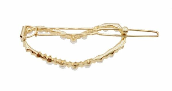 2110727472 Haarspeld haarclip - Hart parel 5cm - Goud wit