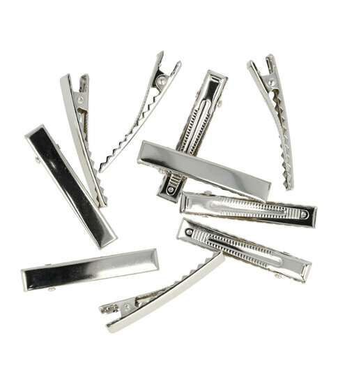 2110727511 DIY haarspeld recht 4,7 cm – metalen alligatorspeldjes – zilver – set van 10