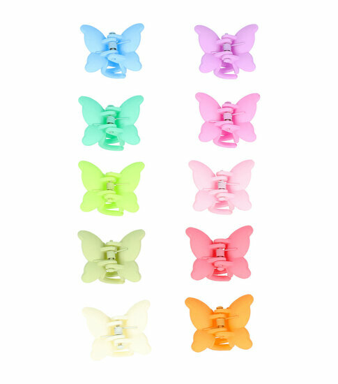 2110727538 Haarspeld Haarklemmen 2,5cm – Klein Vlindervorm – Blauw Groen Geel Roze Paars Oranje – Set van 10