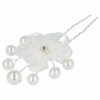 2110727763 Haarspeld Haarpin - Bloem voile stof parels - Wit zilver