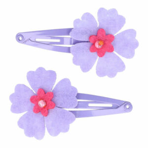 Haarspeld Klikklak 5 cm - Bloem Vilt - Paars - Set van 2
