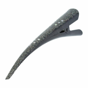 Haarspeld Duckklem 13cm – Basic – Glitter Sterrenprint – Metaal – Zwart