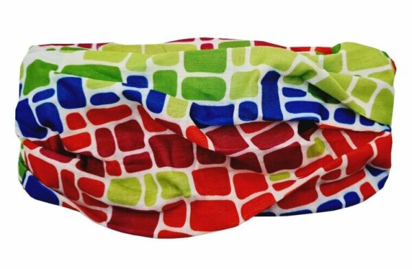 2110727886 Haarband multifunctioneel - Blok patroon 45x25cm - Multicolor