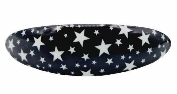 2110731873 Haarspeld Patentspeld Ovaal 9cm - Sterren Print - Zwart/Wit