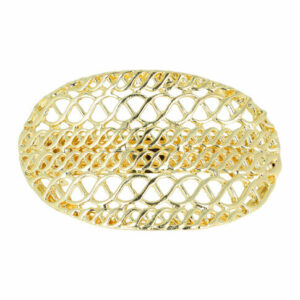 Haarspeld Patentspeld Ovaal 7cm – Metaal – Opengewerkt met Wave Design – Goud