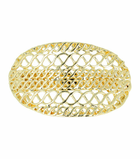 2110731882 Haarspeld Patentspeld Ovaal 7cm – Metaal – Opengewerkt met Wave Design – Goud