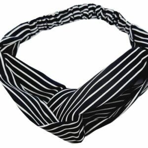 Haarband Twist 5cm – Streepprint – Gladde Stof – Zwart Wit