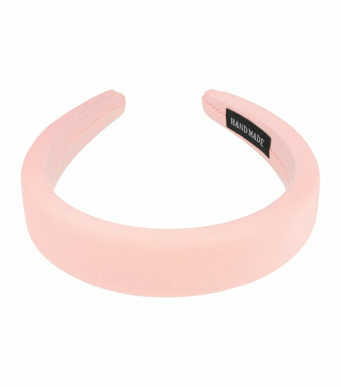2110731957 Haarband Diadeem 3cm – Dik Gevuld – Effen Kleur Stof – Handmade – Roze