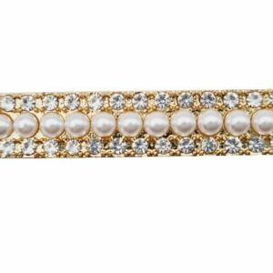 Haarspeld Duckklem 6cm – Recht – Parel & Strass Steentjes – Goud