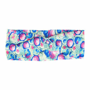 Haarband Twist 9cm – Cirkelprint – Jersey Stof – Roze Blauw Groen