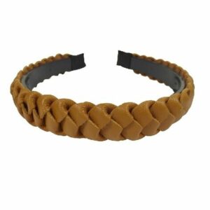 Haarband Diadeem 2,5cm – Gevlochten Lederlook Stof & Kunststof – Bruin