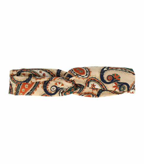 2110732245 Haarband Twist 5cm – Paisleyprint – Gladde Stof – Multicolor Beige Bruin