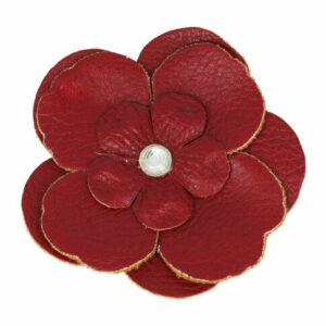 Haarspeld Duckklem & Broche 6cm – Lederlook Bloemvorm – Rood – Set van 2