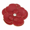 2110749486 Haarspeld Duckklem & Broche 6cm – Lederlook Bloemvorm – Rood – Set van 2