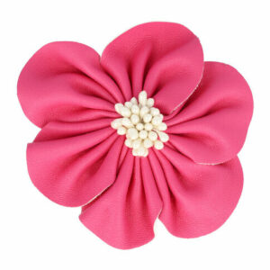 Haarspeld Duckklem & Broche 7cm – Lederlook Bloemvorm – Roze – Set van 2
