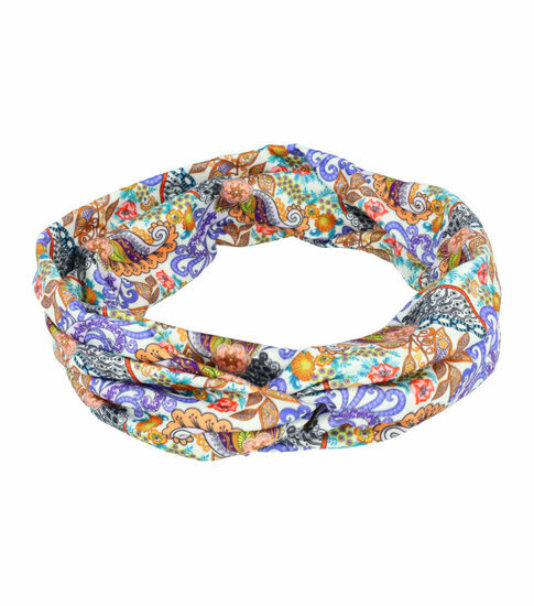 2110749828 Haarband Twist 11cm – Paisleyprint – Jersey Stof – Multicolor Paars