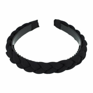 Haarband Diadeem 2cm – Gevlochten Stof & Kunststof – Zwart