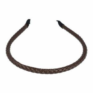 Haarband Diadeem 1cm – Gevlochten Lederlook Stof – Donkerbruin