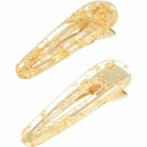 Haarspeld Duckklemmen 7cm – Open Vorm – Glitter – Transparant Goud – Set van 2