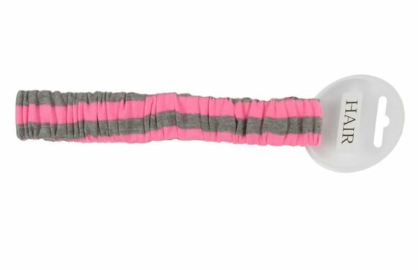 2110759260 Haarband sport – Streeppatroon – 2,5 cm – Grijs & roze