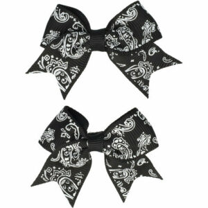 Haarspeld Duckklemmen 5cm – Strikje met Paisleyprint – Zwart Wit – Set van 2