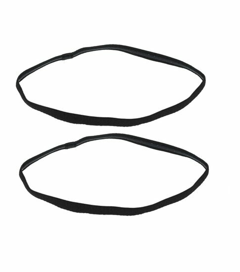 2110759338 Haarband sport - Elastiek anti-slip 1cm - Zwart - Set van 2