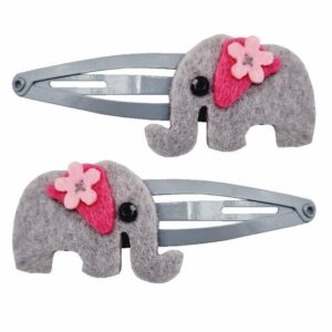 Haarspeld Klikklak 4 cm - Olifant Vilt - Lichtgrijs - Set van 2