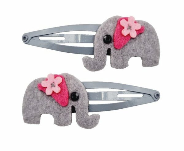 2110759344 Haarspeld Klikklak 4 cm - Olifant Vilt - Lichtgrijs - Set van 2