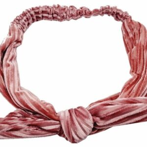 Haarband Knoop 6cm – Strikje met IJzerdraad – Velvet Ribstof – Roze