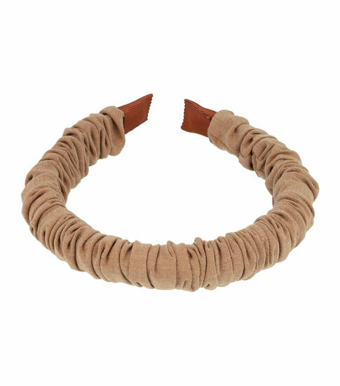 2110759377 Haarband Diadeem 2cm – Dikke Gerimpelde Stof – Bruin