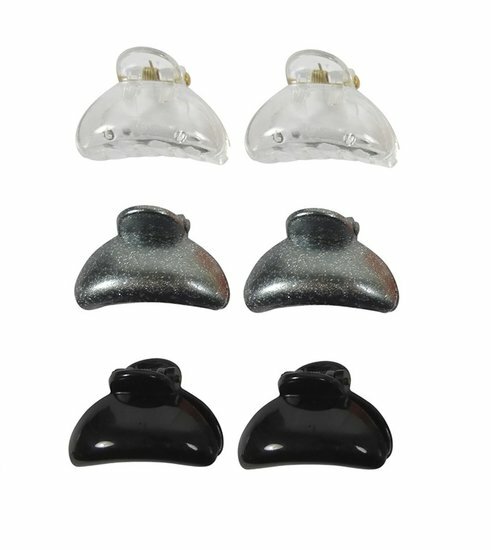 Haarspeld Haarklemmen 3cm – Glans – Transparant Zwart Zilver – Set van 6