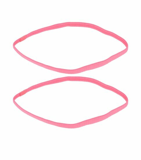 2110763901 Haarband sport - Elastiek anti-slip 1cm - Roze - Set van 2