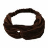 2110763946 Haarband Twist 6cm – Effen Kleur – Velvet Stof – Bruin