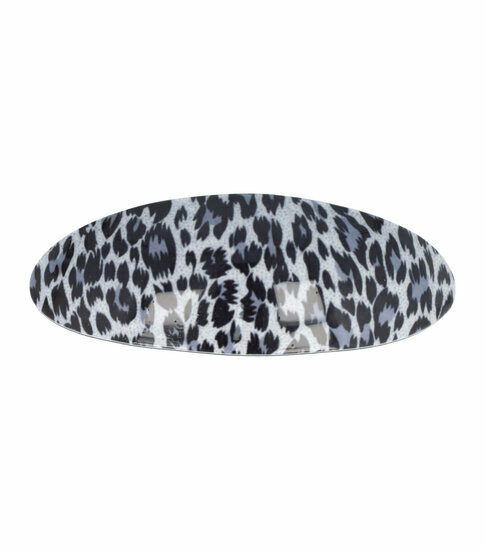 2110763958 Haarspeld Patentspeld Ovaal 10cm – Panter Patroon – Grijs/Zwart