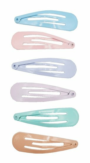 2110764027 Haarspeld Klikklak 5 cm - Basic Pastel - Blauw Roze Paars Groen - Set van 6