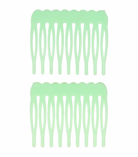 2110764060 Haarspeld Sierkam Opsteekkammen - Basic grove tand 4,5cm - Groen - Set van 2