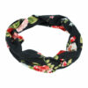 2110764117 Haarband Twist 8cm – Roos Bloemenprint –Jersey Stof – Zwart