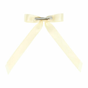 Haarspeld Duckklem 12cm – Strik met 20cm Linten – Creme