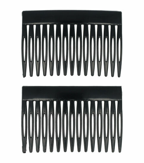 2110764204 Haarspeld Sierkam Opsteekkammen - Basic grove tand 7cm - Zwart - Set van 2