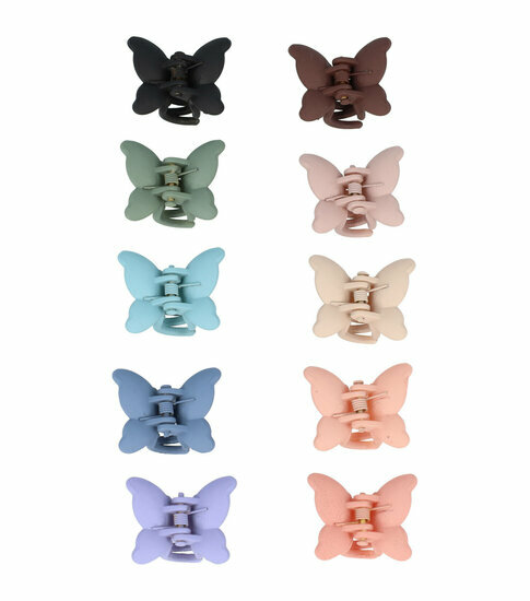 2110764219 Haarspeld Haarklemmen 2,5cm – Klein Vlindervorm – Blauw Groen Bruin Roze Beige Paars Zwart – Set van 10