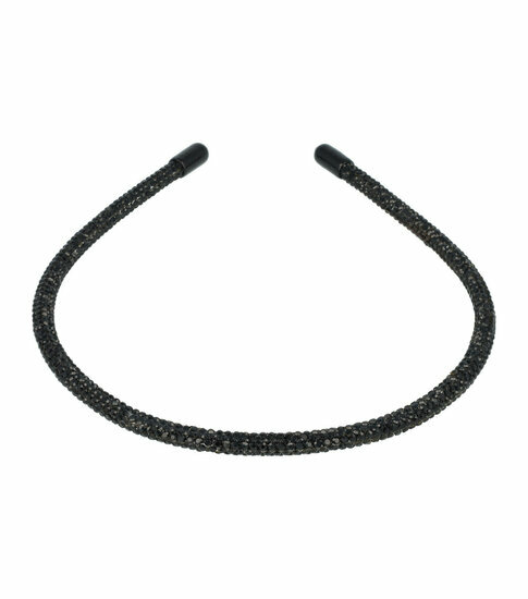 2110768068 Haarband Diadeem 0,5cm – Smal – Glitter Steentjes – Zwart