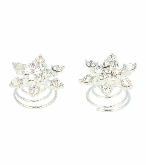 Haarspeld curlies - Bloem 1,5cm - Zilver - Set van 2