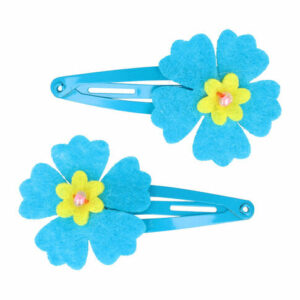 Haarspeld Klikklak 5 cm - Bloem Vilt - Blauw - Set van 2