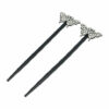 2110768119 Haarspeld haarpinnen - Haarstokjes vlinder glitter hout 18cm - Zilver zwart - Set van 2