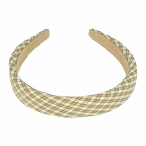Haarband Diadeem 2cm – Dik Gevuld – Ruitprint Stof – Lichtbruin Beige