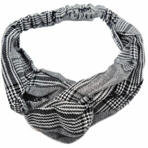 Haarband Twist 5cm – Retro Ruitprint – Gladde Stof – Zwart Wit