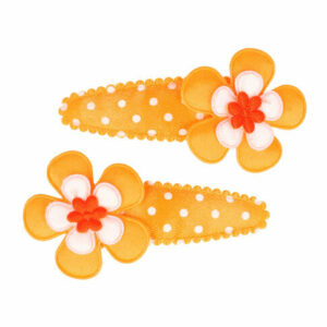 Haarspeld Klikklak 6,5 cm - Bloem Stippen Print - Oranje - Set van 2