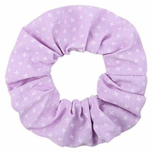 Haarelastiek Scrunchie – Sterrenprint – Gladde Stof – Wit Paars